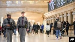 New York State troopers patrol Grand Central Terminal, March 7, 2024, in New York.