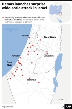 Hamas launches surprise, wide-scale attack in Israel.