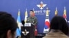 In this photo provided by the Korea Defense Daily and released by South Korea's Defense Ministry, senior South Korean military officer Kang Hopil speaks at the Defense Ministry in Seoul, Nov. 20, 2023. 