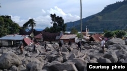 Condition of residential areas in Simangulampe Village, Bakti Raja District, Humbang Hasundutan Regency, North Sumatra, on December 2 2023, after flash floods and landslides that struck the day before.  (Photo: Courtesy of Medan SAR Office)