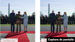 Comparación entre la imagen viral en redes (izquierda) y la que fue publicada por Jill Biden en diciembre de 2022 (derecha).