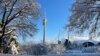 Snow covers the Olympic park after heavy snowfall hit Bavaria and its capital, Munich, Germany, Dec. 3, 2023. 