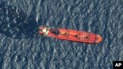 (FILE) The Belize-flagged ship Rubymar in the Red Sea, March 1, 2024. 