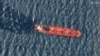 This satellite image taken by Maxar Technologies shows the Belize-flagged ship Rubymar in the Red Sea, March 1, 2024. 
