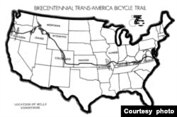 Rute bersepeda dalam lomba "TransAm Bike Race" dari pantai Barat sampai pantai Timur AS menempuh jarak sepanjang 6.800 kilometer (foto: dok. pribadi).