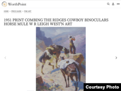 Screenshot of a print of "Combing the Ridges" by American artist William Robinson Leigh, listed on the site Worthpoint.com. (Worthpoint.com)