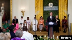 U.S. Secretary of State Antony Blinken speaks during the 18th annual International Women of Courage Award Ceremony ahead of International Women's Day at the White House in Washington, March 4, 2024. 