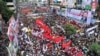 A bird's eye view of a protest rally by the BNP in Dhaka, July 28, 2023, demanding the resignation of Prime Minister Sheikh Hasina's goverment and the installation of a non-partisan caretaker government, before next general election takes place. 