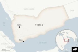 Mapa Jemena, glavni grad Sana i grad Aden.