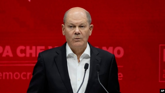 Kancelari gjerman Olaf Scholz duke folur në Romë, Itali (2 mars 2024)
