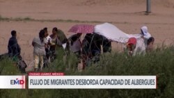 Cientos de migrantes acampan junto al muro fronterizo en Ciudad Juárez