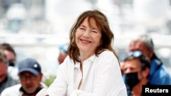 FILE - Jane Birkin poses during the 74th Cannes Film Festival, July 8, 2021. 