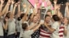 The U.S. women’s team celebrates after winning the World Deaf Football Championship, Oct. 6, 2023. (Dave Grunebaum/VOA)