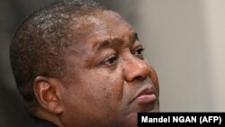 FILE— Mozambique's President Filipe Nyusi is pictured during a meeting with U.S. Secretary of Defense Lloyd Austin at the Pentagon in Washington, DC, on September 22, 2023.