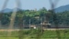 (FILE) A North Korean military guard post and South Korean post are seen from Paju, South Korea.