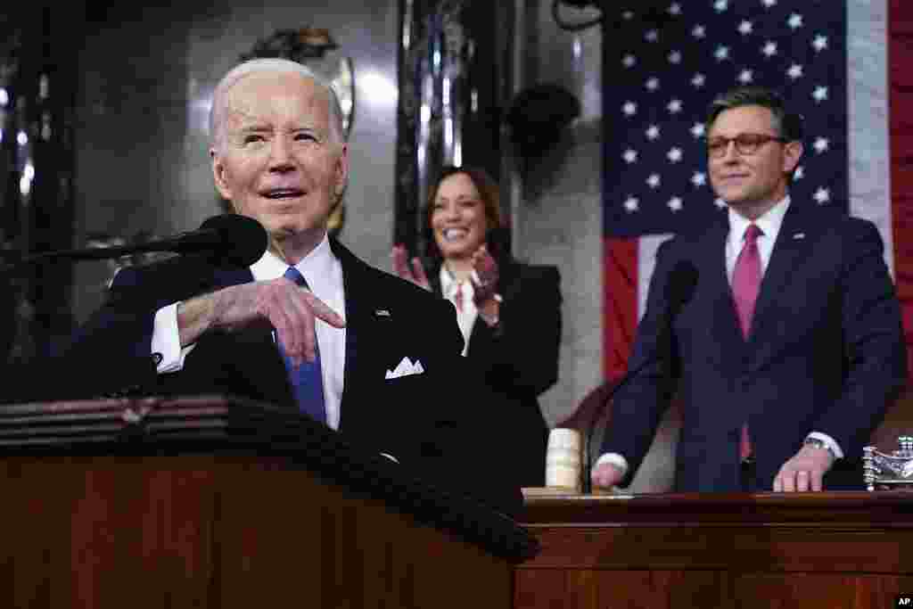 President Joe Biden delivers the State of the Union address to a joint session of Congress at the Capitol in Washington, March 7, 2024.