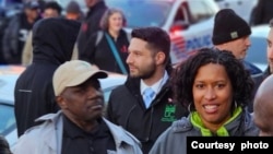 Salah Czapary (center back) during a community public safety walk with Washington Mayor Muriel Bowser (front right) in Washington, D.C., on March 8, 2023. (Photo courtesy of Salah Czapary)