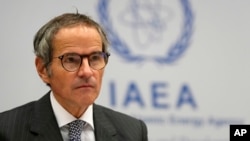 FILE - International Atomic Energy Agency (IAEA) Director General Rafael Grossi arrives for an IAEA Board of Governors meeting in Vienna, Austria, Nov. 22, 2023.