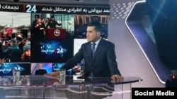 Journalist Fardad Farahzad is seen during a broadcast in a photo from his X account. Farahzad and fellow journalist Sima Sabet reportedly were targets of an Iranian assassination plot.