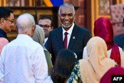 Presiden Maladewa Mohamed Muizzu usai upacara pelantikannya di Male pada 17 November 2023. (Foto: AFP)
