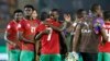 Jogadores da Namíbia celebram o golo de Deon Hoto na vitória sobre a Tunísia no Estádio Amadou Gon Coulibaly, em Korhogo, Costa do Marfim, REUTERS/Luc Gnago