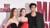 Dari kiri: Natalie Portman, Julianne Moore dan Charles Melton pada pemutaran perdana film "May December" di Academy Museum of Motion Pictures, Los Angeles, Kamis, 16 November 2023. (Richard Shotwell/Invision/AP)