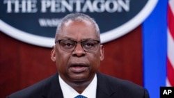 US Secretary of Defense Lloyd Austin speaks Nov. 22, 2023, at the Pentagon in Washington. 