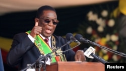 FILE - Zimbabwean President Emmerson Mnangagwa, pictured speaking in Harare on Sept. 4, 2023, was himself once sentenced to death but avoided execution. He has urged the nation's Parliament to pass a death penalty abolition bill. 