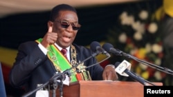 FILE - Zimbabwe President Emmerson Mnangagwa speaks in Harare, Zimbabwe, Sept. 4, 2023. 