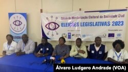 Responsáveis da Célula de Monitorização Eleitoral da Sociedade Civil, Bissau, Guinea-Bissau, 5 Junho 2023