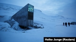 The entrance to the international gene bank Svalbard Global Seed Vault (SGSV) is pictured outside Longyearbyen on Spitsbergen, Norway, February 29, 2016. (REUTERS/Heiko Junge/NTB Scanpix)