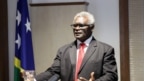 Thủ tướng Quần đảo Solomon Maanasseh Sogavare họp báo hồi tháng 7/2023 (ảnh tư liệu).