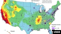 ABD Jeolojik Araştırmalar Merkezi USGS'nin yayınladığı Ulusal Sismik Tehlike Modeli.