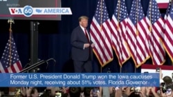 VOA60 America - Trump wins Iowa caucuses