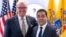 George Helmy, right, is pictured next to New Jersey Governor Phil Murphy after it was announced that he would take the U.S. Senate soon to be vacated by Senator Bob Menendez, in Newark, N.J., Aug. 16, 2024.