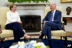 President Joe Biden meets with Denmark's Prime Minister Mette Frederiksen in the Oval Office of the White House in Washington, June 5, 2023.