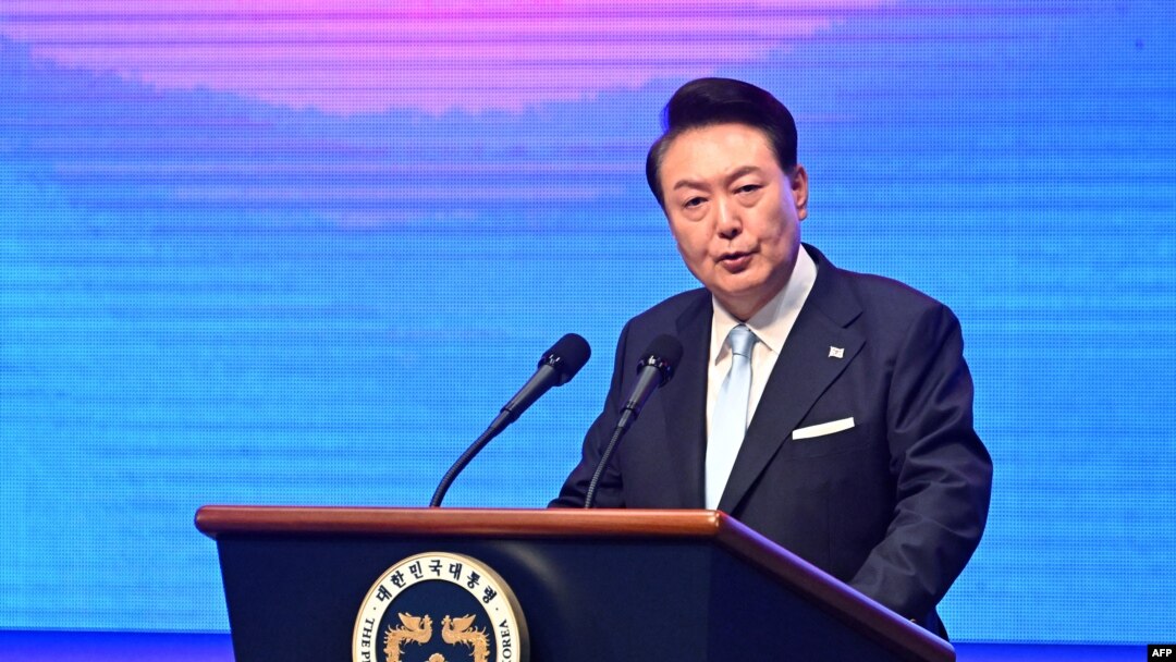 2024年8月15日，韩国总统尹锡悦在首尔第79个光复节庆祝活动上发表讲话。(法新社照片)