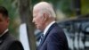 President Joe Biden leaves after attending Mass at Holy Trinity Catholic Church in the Georgetown section of Washington, Sept. 30, 2023. 