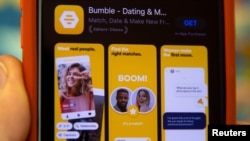 La aplicación Bumble Inc. (BMBL) se muestra en un iPhone de Apple en esta ilustración fotográfica cuando el operador de la aplicación de citas hizo su debut en la bolsa de valores Nasdaq el 11 de febrero de 2021.