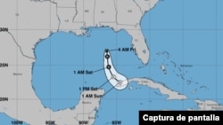 Trayectoria de la Depresión Tropical Número Dos en mapa del Centro Nacional de Huracanes de EEUU el 2 de junio de 2023.