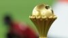 FILEThe AFCON trophy on display ahead of the 2021 final football match between Senegal and Egypt at Stade d'Olembe, Yaounde, Feb. 6, 2022.