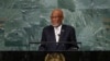 资料照片：海地外长吉纳斯在纽约联合国大会上讲话。（2023年9月24日）