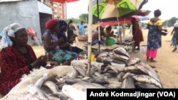 Les vendeuses de poisson au bord du goudron, à N’Djamena le 10 septembre 2019. (VOA/André Kodmadjingar).