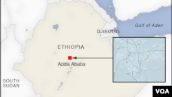 Map of Ethiopia, showing the capital, Addis Ababa