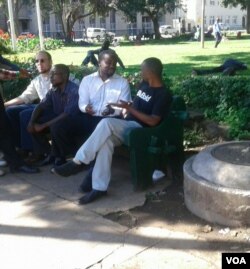 Occupy Africa Unity Square members seen in Harare on Tuesday.