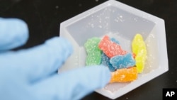 Edible marijuana samples are set aside for evaluation at a cannabis testing laboratory in Santa Ana, California on August 22, 2018. (AP Photo/Chris Carlson, File)