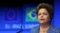 Brazil's President Dilma Rousseff speaks at a joint news conference with European Council President Herman Van Rompuy and EU Commission President Jose Manuel Barroso (unseen) during an EU-Brazil summit in Brussels, Feb. 24, 2014. 