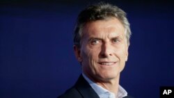 FILE - Argentina's President Mauricio Macri, Buenos Aires, Argentina, Dec. 14, 2015.