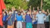 ႏိုင္ငံေရးအက်ဥ္းသားေတြ လြတ္ေျမာက္ေရး ဦး၀င္းတင္အထိမ္းအမွတ္ ရွပ္ျပာ၀တ္ ဆႏၵျပ