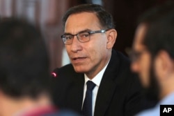 Peru's President Martin Vizcarra speaks during a press conference at the government palace in Lima, Peru, Oct. 29, 2018.